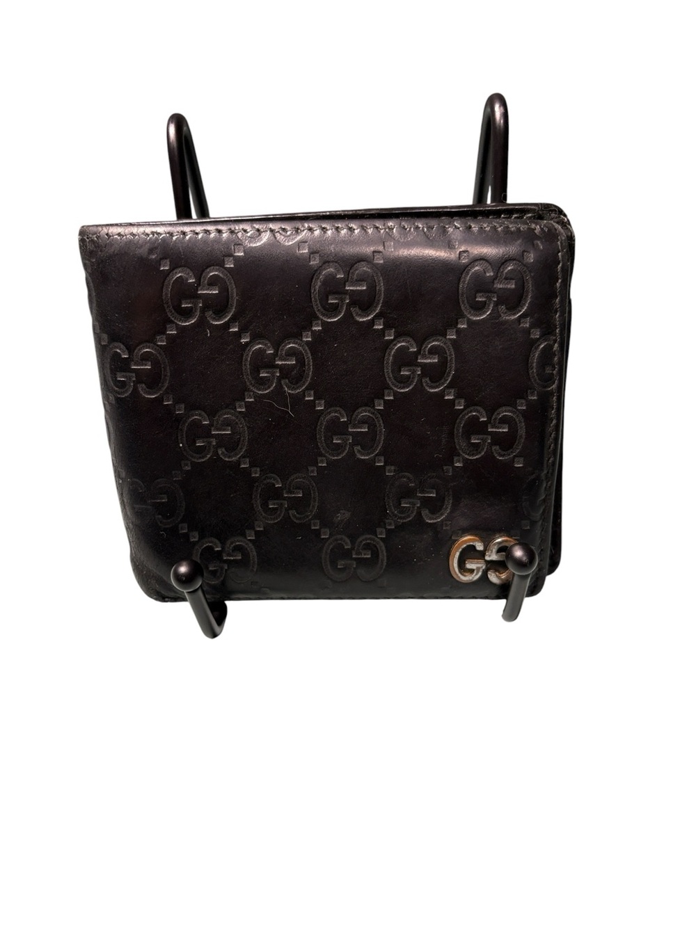 Vintage Gucci Black Guccissima Leather Bi-Fold Wallet - As Is